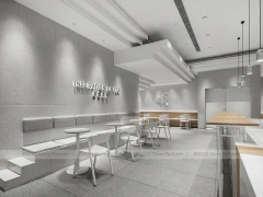 Minimal White Beverage Shop Counter Plan