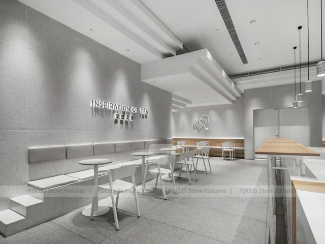 Minimal White Beverage Shop Counter Plan