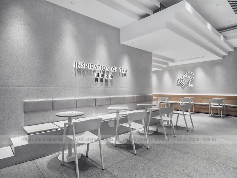 Minimal White Beverage Shop Counter Plan