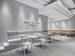 Minimal White Beverage Shop Counter Plan