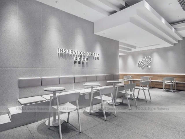 Minimal White Beverage Shop Counter Plan