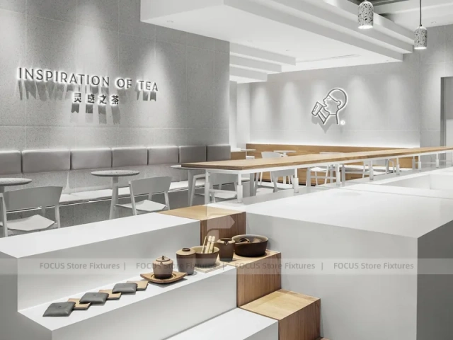 Minimal White Beverage Shop Counter Plan
