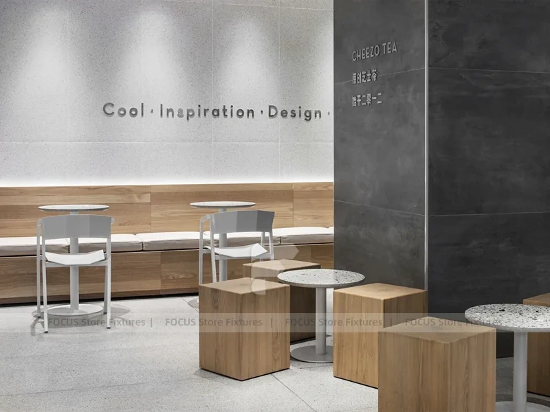 Minimal White Beverage Shop Counter Plan