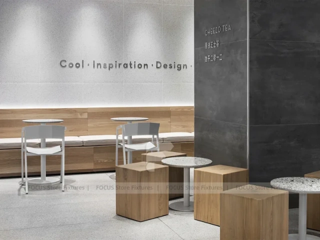 Minimal White Beverage Shop Counter Plan