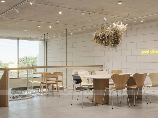 Minimal White Dessert Cafe Seating Layout