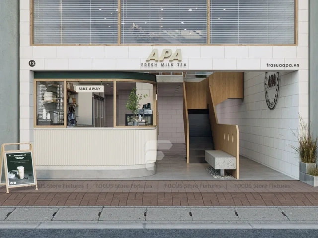 Minimal White Dessert Cafe Seating Layout