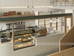 Minimal White Dessert Cafe Seating Layout