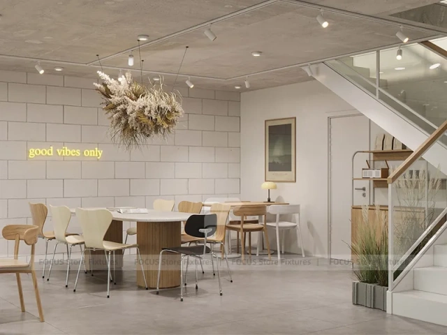 Minimal White Dessert Cafe Seating Layout