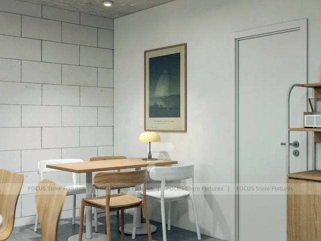 Minimal White Dessert Cafe Seating Layout