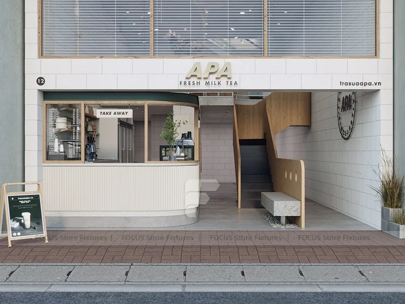 Minimal White Dessert Cafe Seating Layout