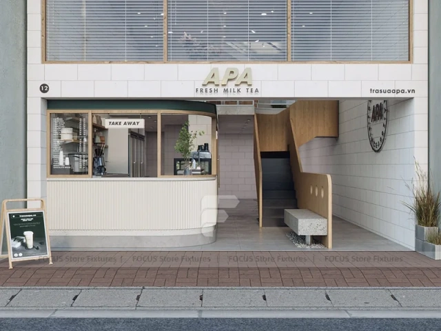 Minimal White Dessert Cafe Seating Layout