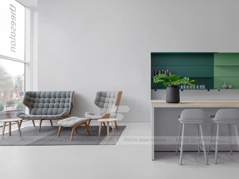 Minimalist White And Green Juice Bar Lounge