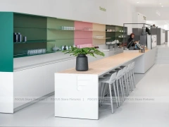 Minimalist White And Green Juice Bar Lounge