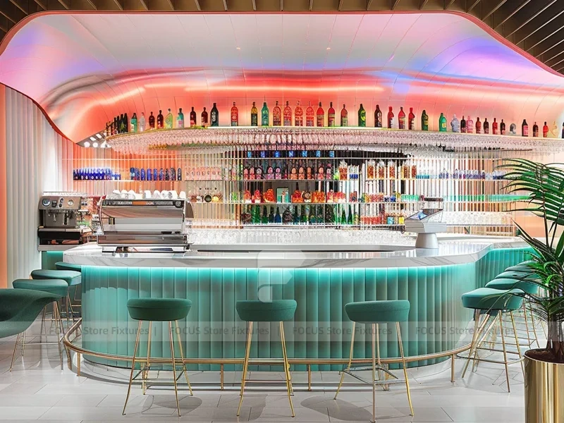Mint Pink Beverage Bar Wall Counter