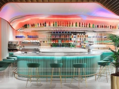 Mint Pink Beverage Bar Wall Counter