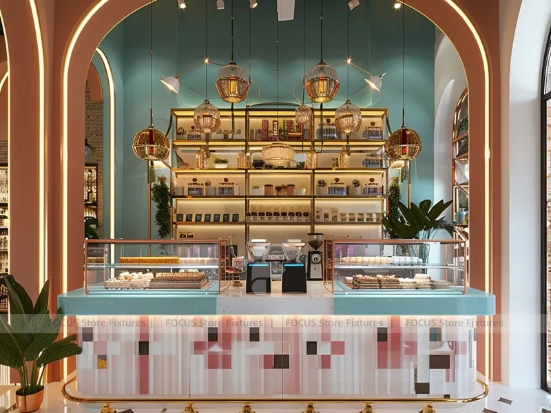 Mint Pink Beverage Bar Wall Counter