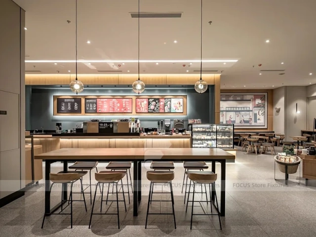 Modern Bakery Coffee Counter Seating Layout