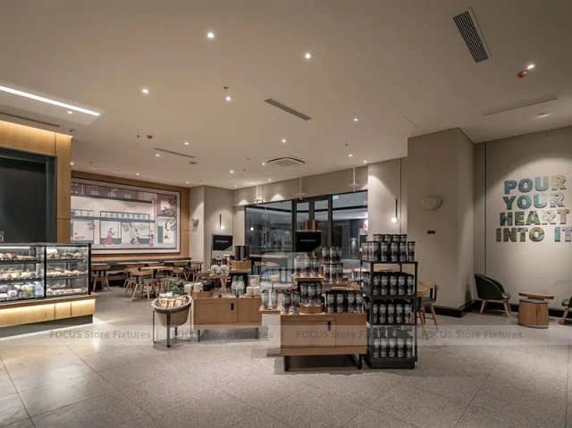 Modern Bakery Coffee Counter Seating Layout