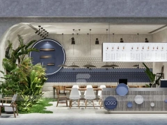 Navy Curved Ice Cream Bar Counter