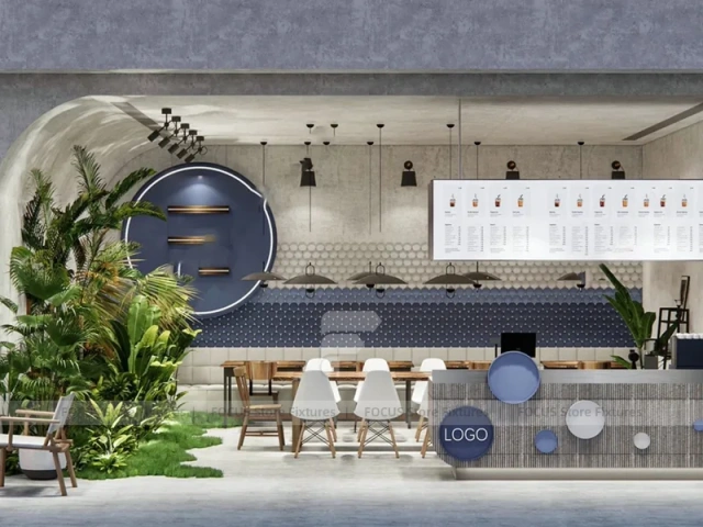 Navy Curved Ice Cream Bar Counter