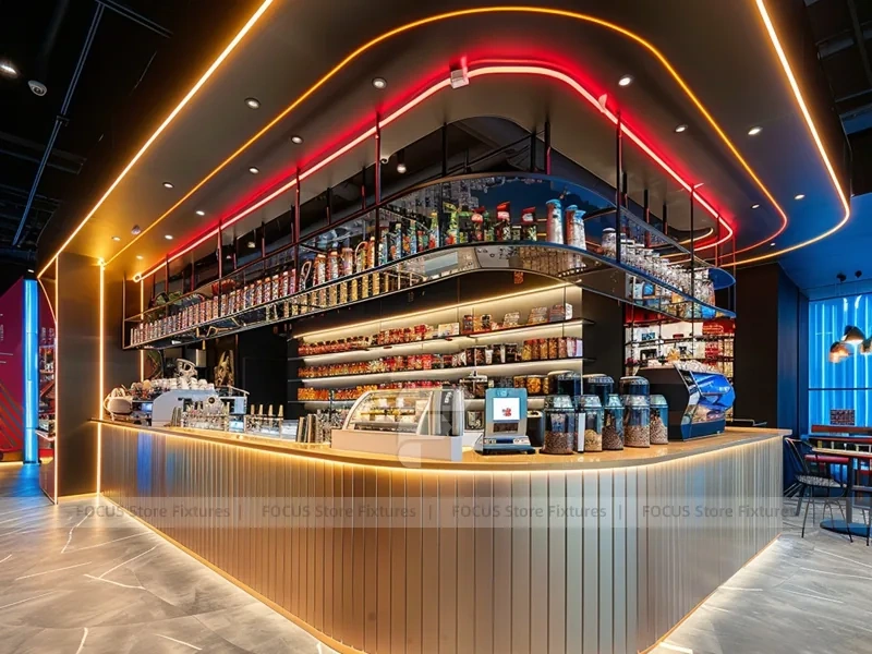 Neon Blue Gold Beverage Island Kiosk