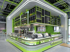Neon Green Juice Bar Island Kiosk