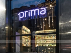 Neon Prima Beverage Storefront Sign