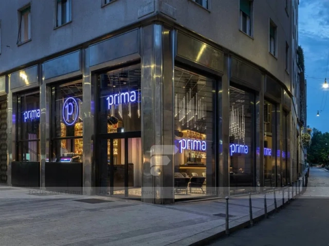 Neon Prima Beverage Storefront Sign