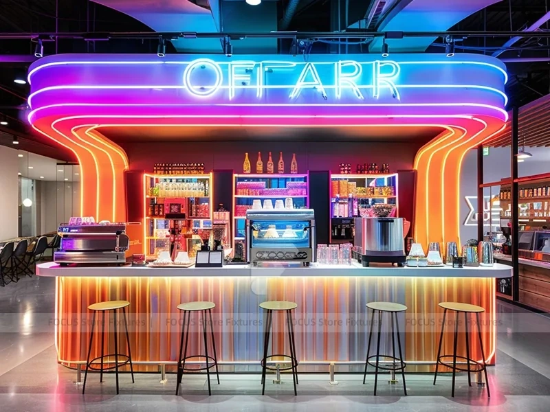 Neon Purple Beverage Kiosk Counter