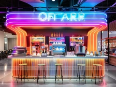 Neon Purple Beverage Kiosk Counter