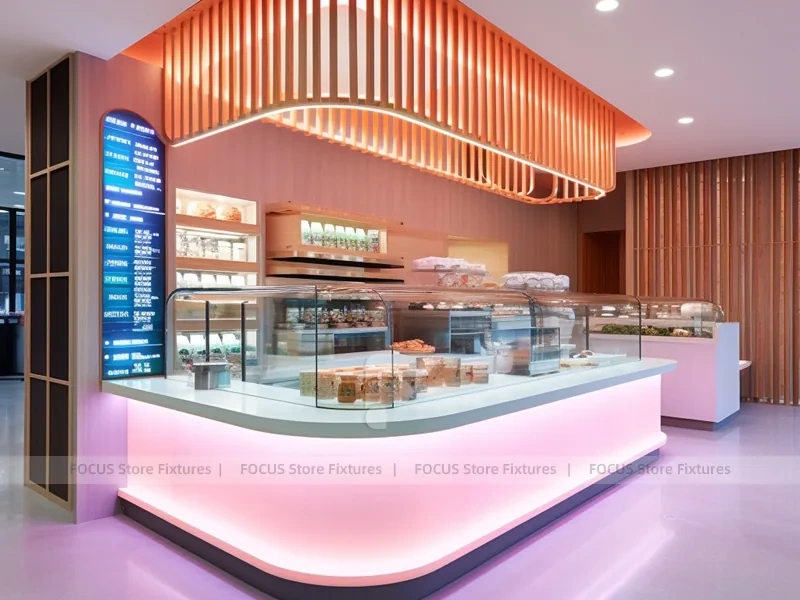 Neon Purple Beverage Kiosk Counter