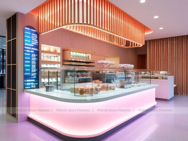 Neon Purple Beverage Kiosk Counter
