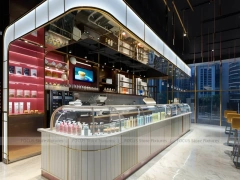 Neon Purple Beverage Kiosk Counter