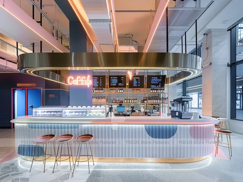Neon Red Beverage Bar Island Counter