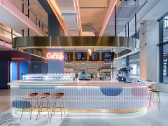 Neon Red Beverage Bar Island Counter