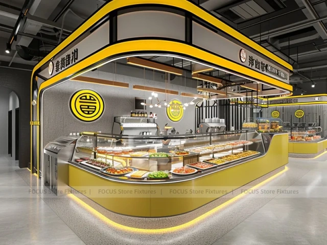 Neon Red Beverage Wall Counter Layout
