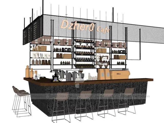 Orange Milk Tea Coffee Kiosk Counter