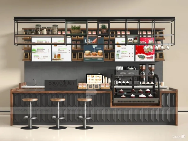 Orange Milk Tea Coffee Kiosk Counter