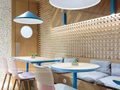 Pastel Beverage Cafe Booth Seating Layout