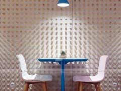 Pastel Beverage Cafe Booth Seating Layout