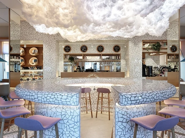 Pastel Beverage Cafe Booth Seating Layout