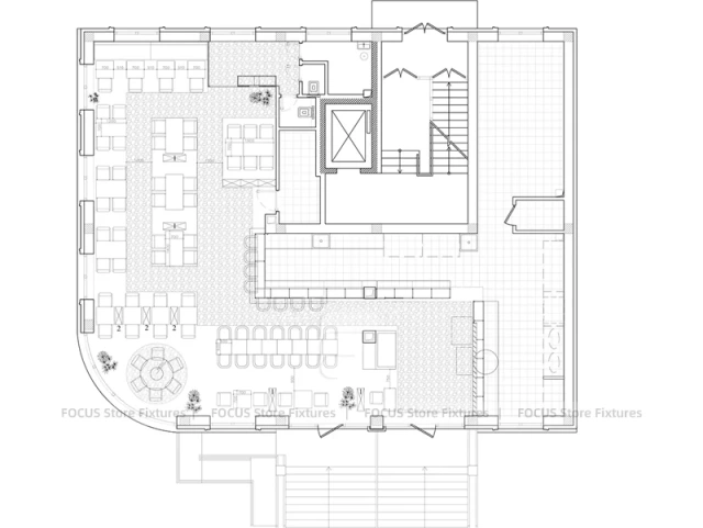 Pastel Beverage Cafe Booth Seating Layout