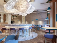 Pastel Beverage Cafe Booth Seating Layout