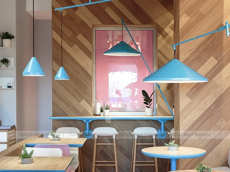 Pastel Beverage Cafe Booth Seating Layout