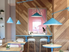 Pastel Beverage Cafe Booth Seating Layout