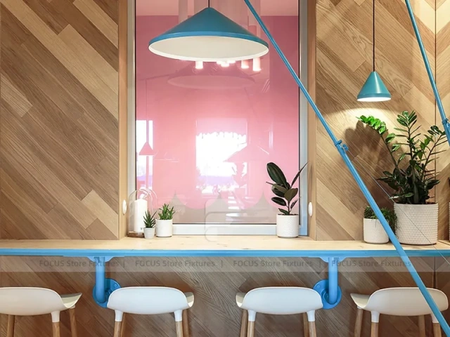 Pastel Beverage Cafe Booth Seating Layout