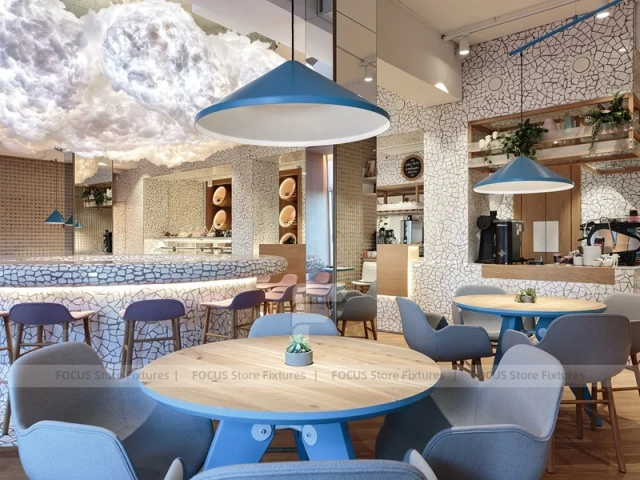 Pastel Beverage Cafe Booth Seating Layout
