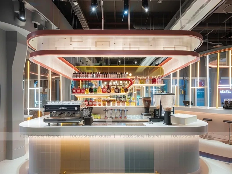 Pastel U Shape Beverage Island Counter