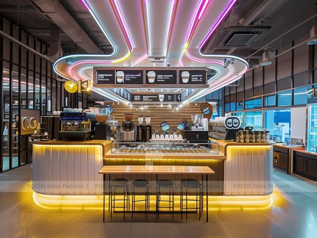Pastel U Shape Beverage Island Counter