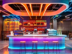 Pastel U Shape Beverage Island Counter